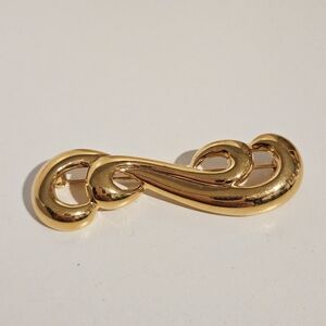 Napier Vintage 1970s Gold Infinity Scroll Brooch Pin Holiday Women's Ladies